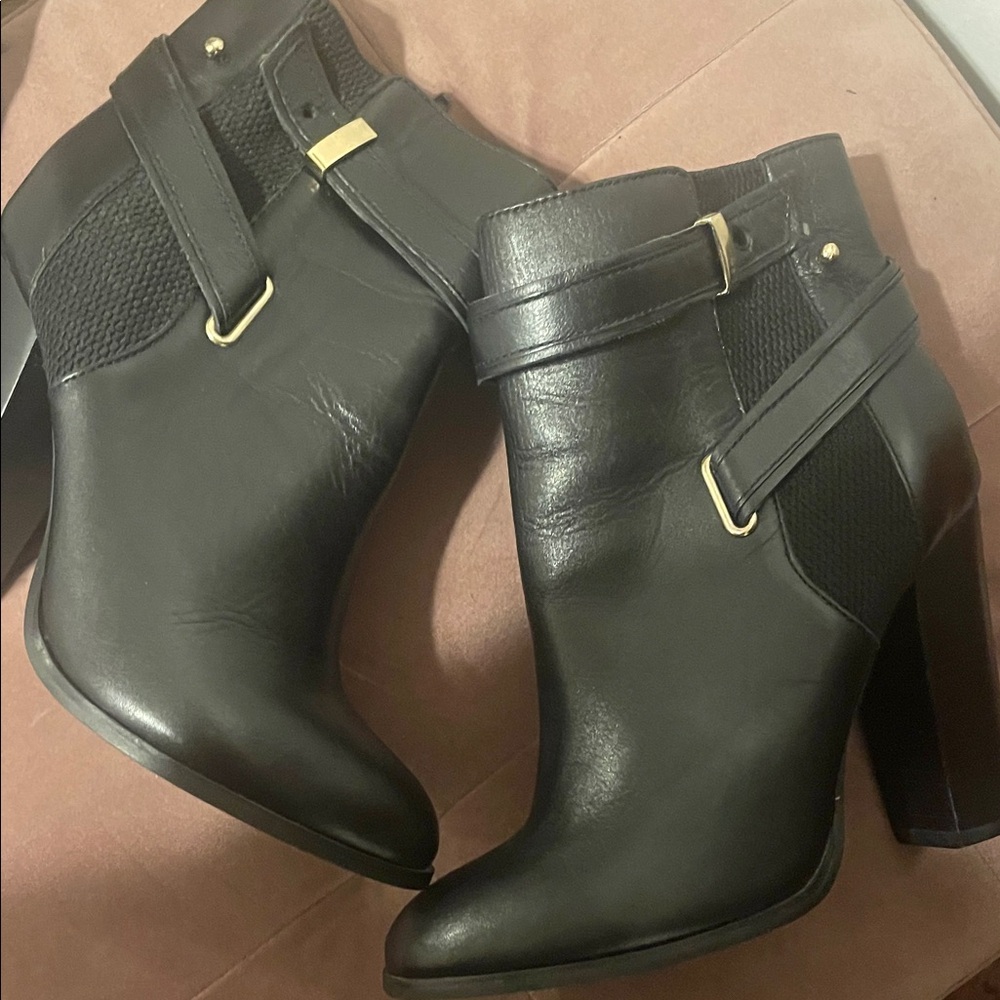Aldo Black Heeled Ankle Boots with Strap Detail